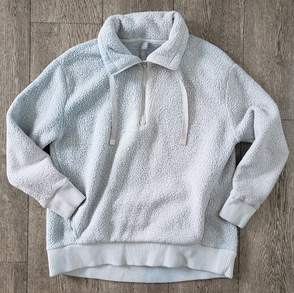 Athleta Sherpa Pull Over Sweater Half Zip Up Women's Medium